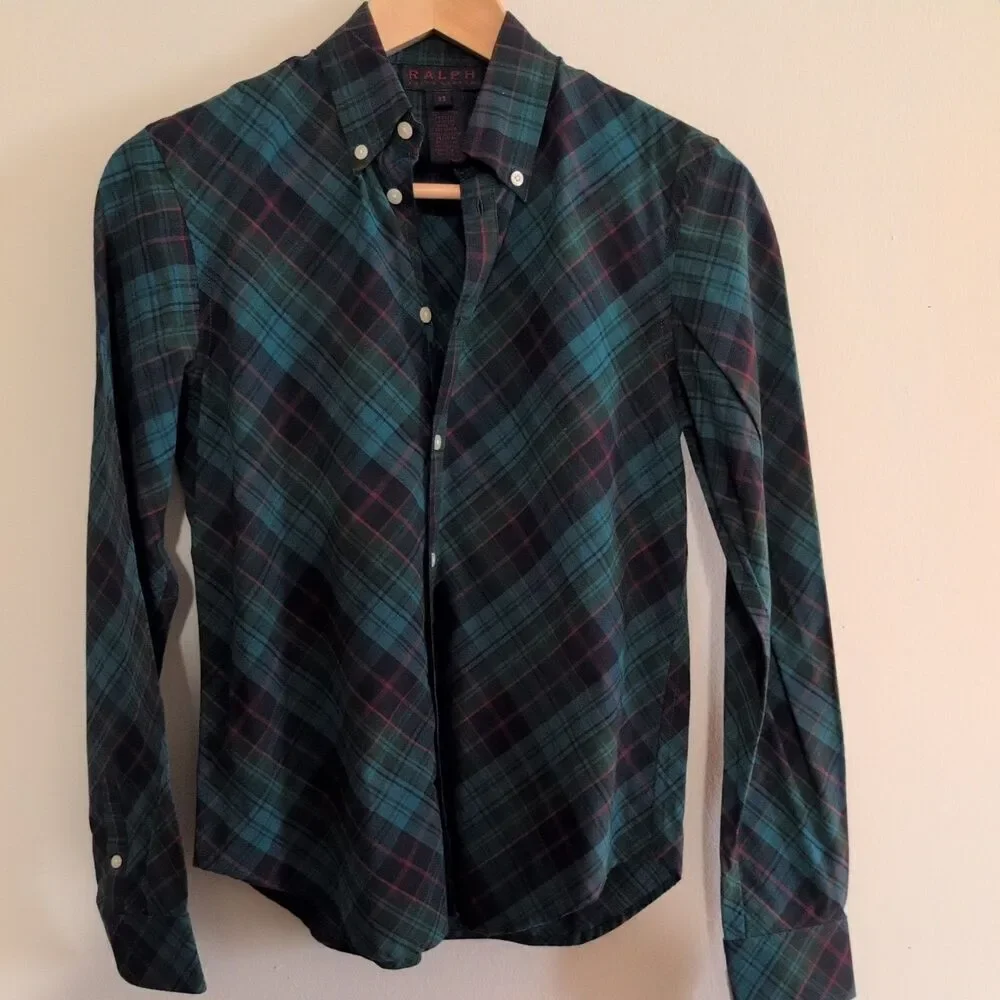 Ralph Lauren Boys XS Plaid Button Up Long Sleeve Shirt